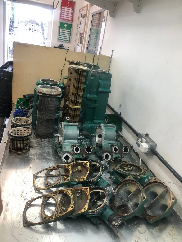 Sealine SC42 Heat exchanger coolers stripped down