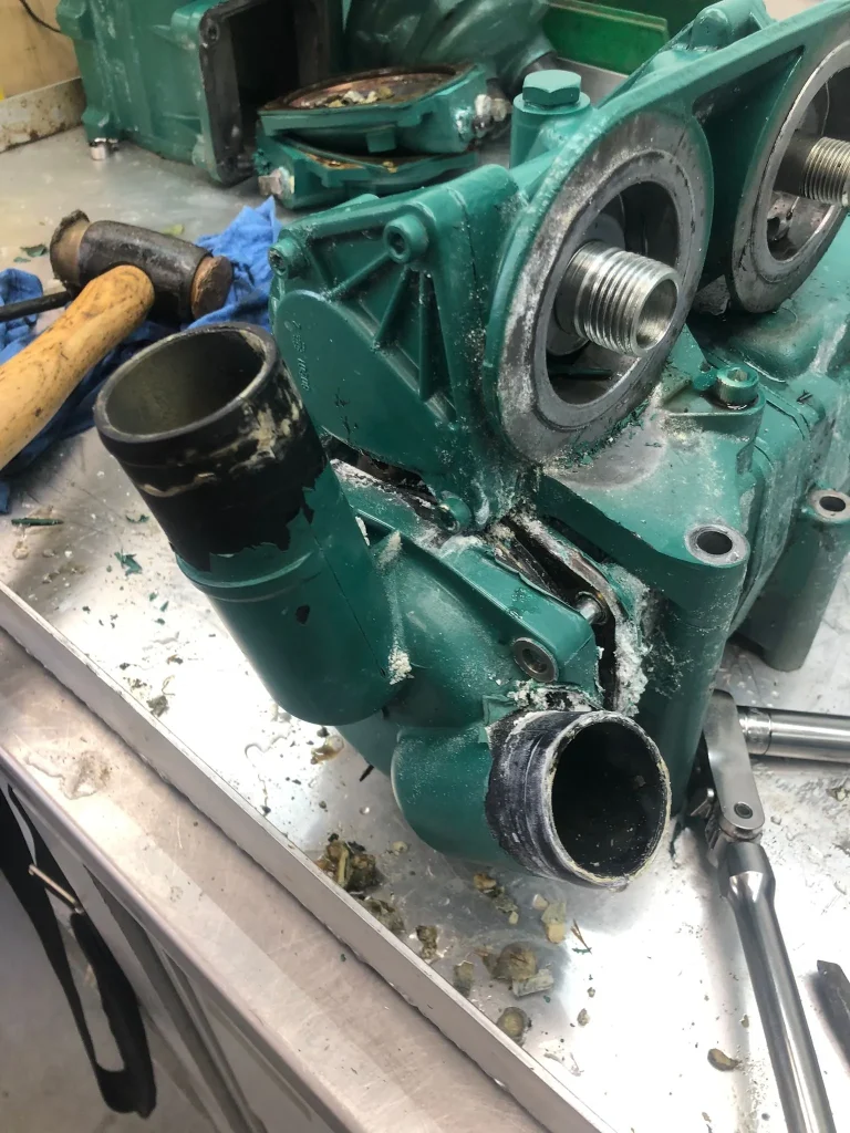 Sealine SC42 Heat exchanger showing salt deposits
